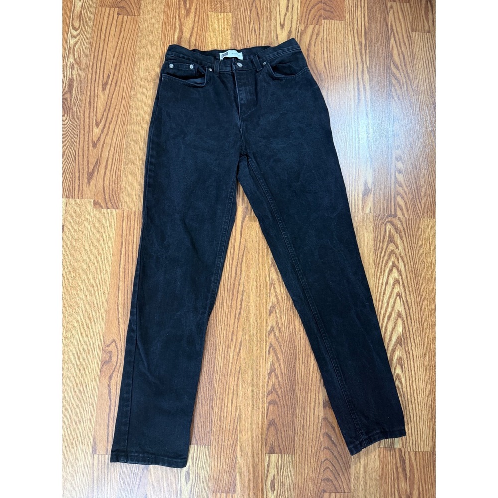 Vintage Faded Glory Classic Fit Black Jeans High Rise Straight Leg 100% Cotton